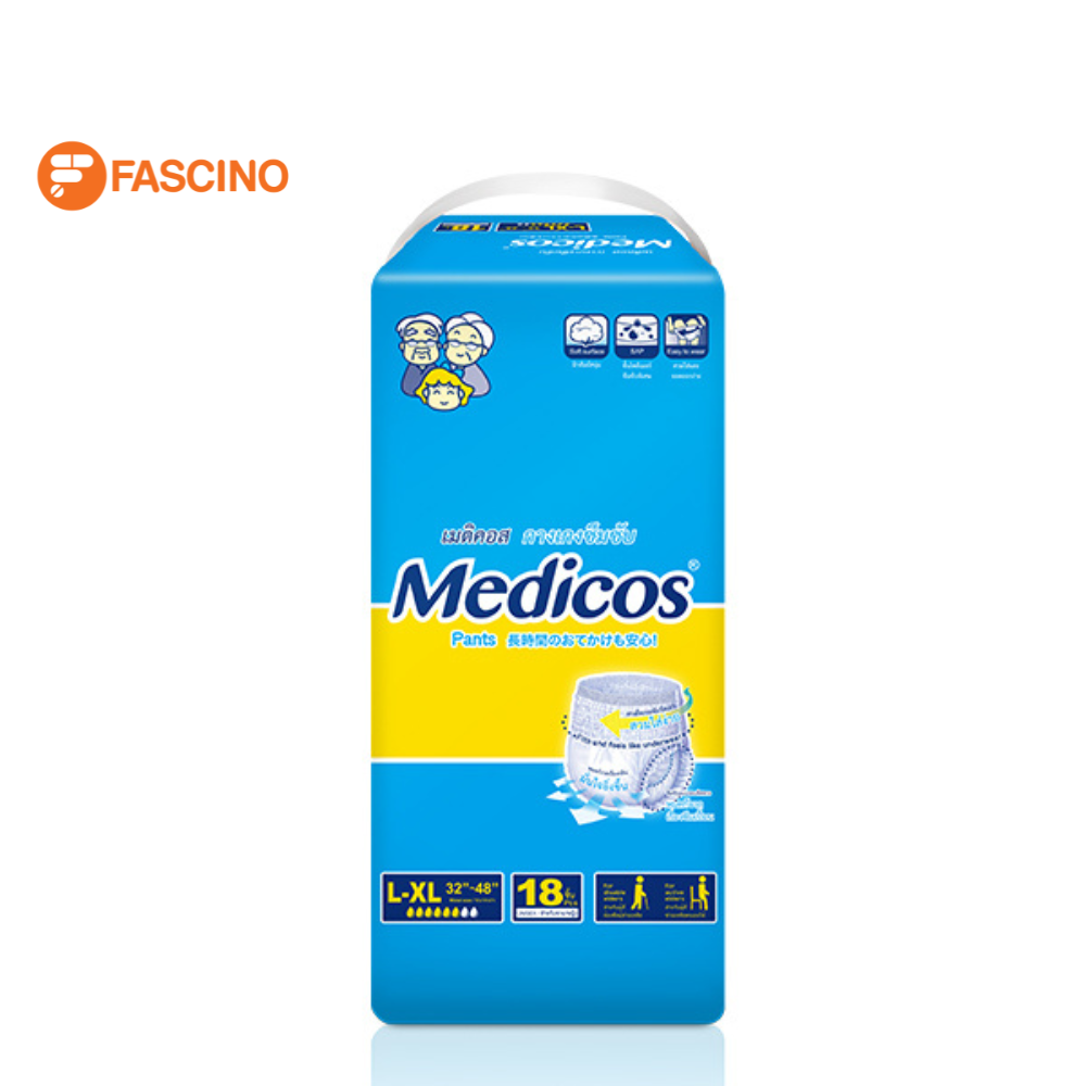 Medicos กางเกงผ้าอ้อมผู้ใหญ่ ไซส์ L-XL 18 ชิ้น ราคา 345 บาท*ส่งฟรี