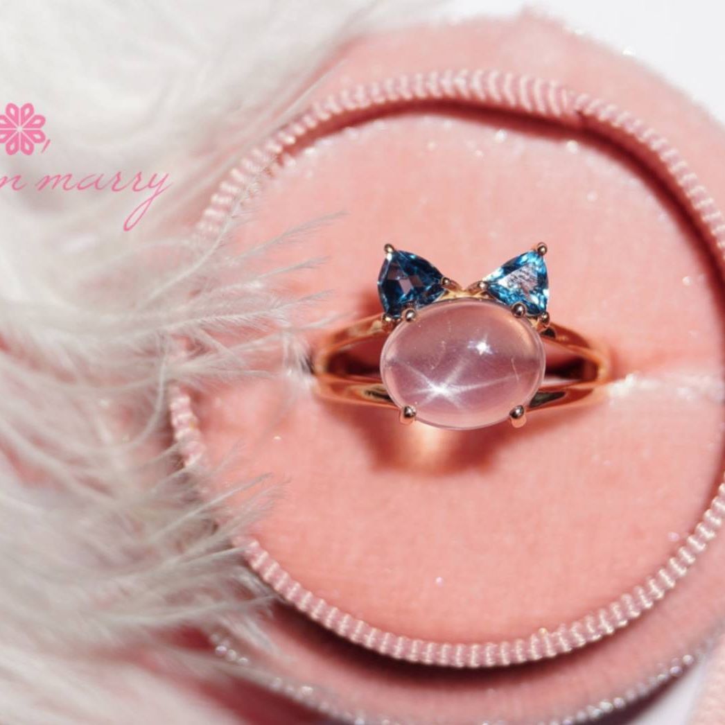 Natural Rosequartz and London Topaz Silver 925 With Rosegold Plated , Gift for her , Birthday Gift , Birthstone ราคา 2,500 บาท*ส่งฟรี