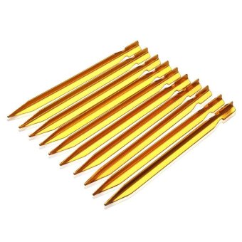 10ชิ้นทริปเดินป่าตั้งแคมป์กลางแจ้งอลูมิเนียมอัลลอยด์ไม้ตะปูหมุดเต็นท์18ซม. - Intl