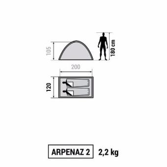 เต็นท์กันลม กันน้ำ เดินป่าตั้งแคมป์สีฟ้า สำหรับ 2 คน ARPENAZ 2