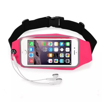 5.5 inch Universal Running Belt Waist Pack Outdoor Sports Phone Bag Waterproof Clear Touch Screen Travel GYM Fitting Jogging(Pink)