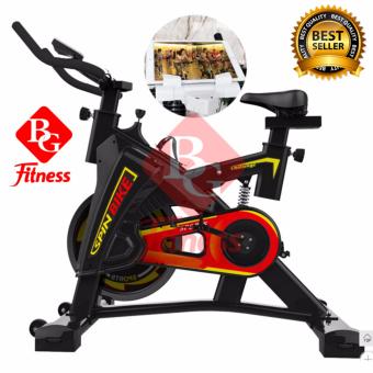 2561 B and G SPIN BIKE จักรยานออกกำลังกาย Exercise Fitness Spin Bike Commercial Grade ระบบสายพาน พร้อมที่จับหน้าจอแท็บเล็ต (Black) - รุ่น S306