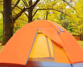 Double Layer 2 Person Tent Camping Hiking Windproof Waterproof Outdoor Orange - intl