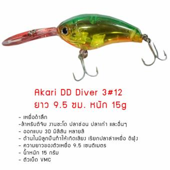 Akari DD Diver 3 สำหรับตีจิบ งานชะโด ปลาช่อน ปลาเก๋า และอื่นๆ ยาว 9.5 ซม. หนัก 15g จำนวน 1 ตัว Akari DD Diver 3 สำหรับตีจิบ งานชะโด ปลาช่อน ปลาเก๋า และอื่นๆ ยาว 9.5 ซม. หนัก 15g จำนวน 1 ตัว