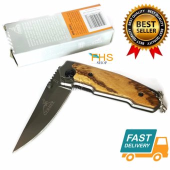FHS Folding knife GERBER X18 มีดพับเอนกประสงค์ (ประกับไม้ทั้ง2ด้าน) ขนาดใบรวมด้าม 15cm. FHS Folding knife GERBER X18 มีดพับเอนกประสงค์ (ประกับไม้ทั้ง2ด้าน) ขนาดใบรวมด้าม 15cm.