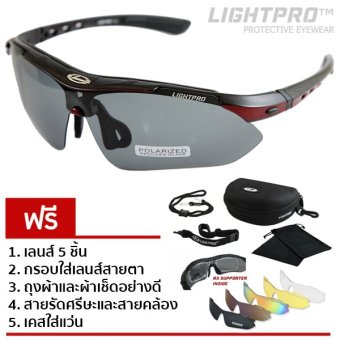 LIGHTPRO แว่นกีฬา/แว่นขี่จักรยาน รุ่น LP001 (Red on Black) แถมฟรีเลนส์เปลี่ยน 5 เลนส์ LIGHTPRO แว่นกีฬา/แว่นขี่จักรยาน รุ่น LP001 (Red on Black) แถมฟรีเลนส์เปลี่ยน 5 เลนส์