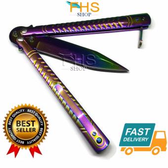 FHS Butterfly Knife (Balisong) STAINLESS STEEL B807 ขนาดเมื่อกางใบรวมด้ามจับ 20cm. FHS Butterfly Knife (Balisong) STAINLESS STEEL B807 ขนาดเมื่อกางใบรวมด้ามจับ 20cm.
