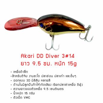 Akari DD Diver 3 สำหรับตีจิบ งานชะโด ปลาช่อน ปลาเก๋า และอื่นๆ ยาว 9.5 ซม. หนัก 15g จำนวน 1 ตัว Akari DD Diver 3 สำหรับตีจิบ งานชะโด ปลาช่อน ปลาเก๋า และอื่นๆ ยาว 9.5 ซม. หนัก 15g จำนวน 1 ตัว