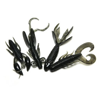 4Pcs/set Minnow Soft Bait Artificial Fishing Lure Worm Shrimp Tackle Kit Dark Green - intl image