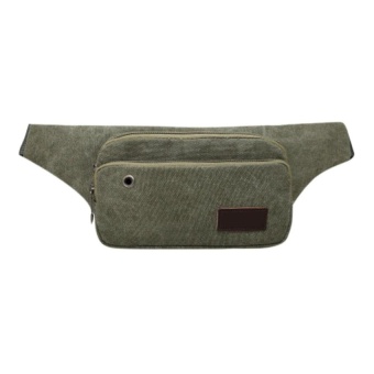 LLS Men Vintage Casual Sport Canvas Waist Bag With Earphone Hole(Armygreen) - intl