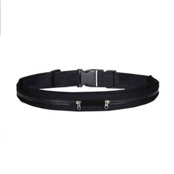 LLS Sport Running Waist Bum Bag Belt Double Pouch (Black) - intl