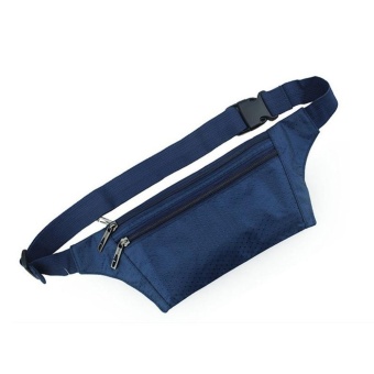 MOON STORE Unisex Sports Waist Bag Waterproof Slim Zippered Bag Cellphone Pouch Wallet Holder for Outdoor Running Cycling Hiking Color:Dark blue Size:10 inch - intl