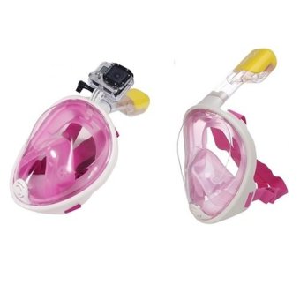 ราคา Ongoing Super snorke หน้ากากดำน้ำ ไม่ต้องคาบท่อหายใจ แบบมีฐานติดกล้อง Gopro รุ่น DP01N ( สีชมพู)2 ชิ้น ขนาด S/M และ L/XL