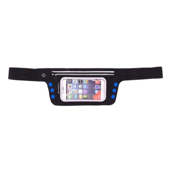 Sports Safe LED Lighted Luminous Lycra Running Phone Waist Bag with Touchable Window - Rose - intl