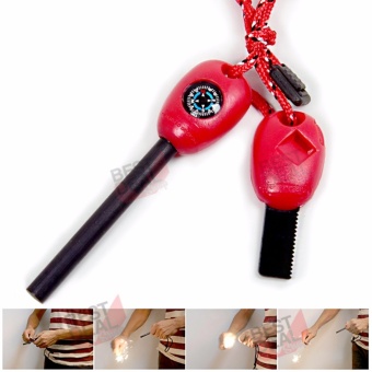 ประเทศไทย Survival Army Fire Starter (4 in 1) แท่งแมกนีเซียม พกพา สำหรับ จุดไฟ และ สร้างประกายไฟ เพิ่ม ใบเลื่อย เข็มทิศ นกหวีด อุปกรณ์จุดไฟยามฉุกเฉิน จุดไฟฉุกเฉิน แท่งจุดไฟ แท่งจุดไฟ survive เหล็กจุดไฟ ทำอาหารกลางแจ้ง เดินป่า (สีแดง)