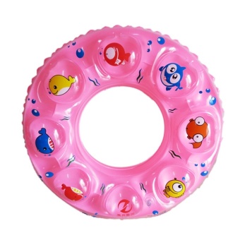 2561 ห่วงยางว่ายนำ้สำหรับเด็ก swimming rings patterns Double layer thickening life buoy PVC inflatable 90 cm (Pink )