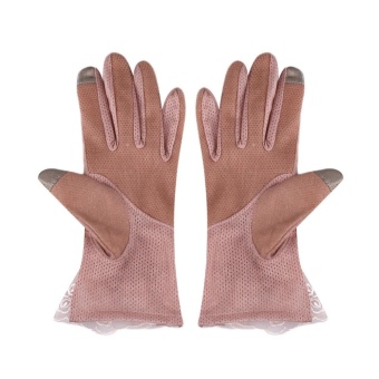 2561 Women Touch Screen Sun Block Short Lady Gloves Ice Silk Female Fashion - intl