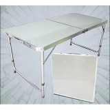 Yifun โต๊ะอนกประสงค์ โต๊ะปิคนิคพับได้ ปรับความสูงได้ ขนาด120 x 60 cmขาอลูมิเนียม ผิวMDF (สีขาว) YF-1082