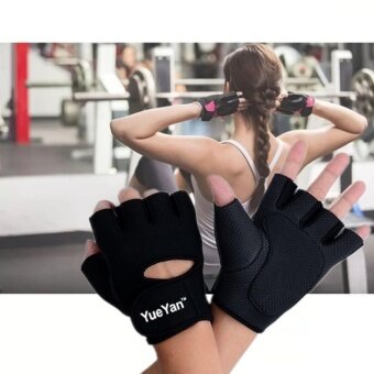ประเทศไทย YUEYAN ถุงมือฟิตเนส ถุงมือออกกำลังกาย Fitness Glove Weight Lifting Gloves Black ( Int:L)