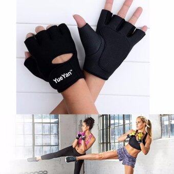 ราคา YUEYAN ถุงมือฟิตเนส ถุงมือออกกำลังกาย Fitness Glove Weight Lifting Gloves Black ( Int:S)