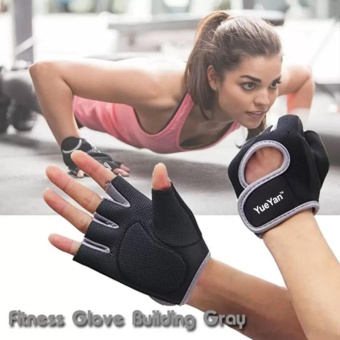 ประเทศไทย YUEYAN ถุงมือฟิตเนส ถุงมือออกกำลังกาย Fitness Glove Weight Lifting Gloves Gray ( Int:M)