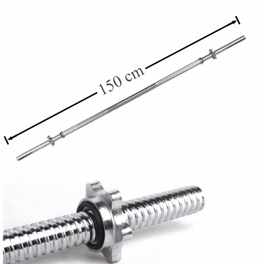 ZXK - แกนบาร์เบล คานบาร์เบล บาร์เบล Barbell ขนาด 1 นิ้ว ยาว 150 เซนติเมตร หรือ 60 นิ้ว (สีเงิน)