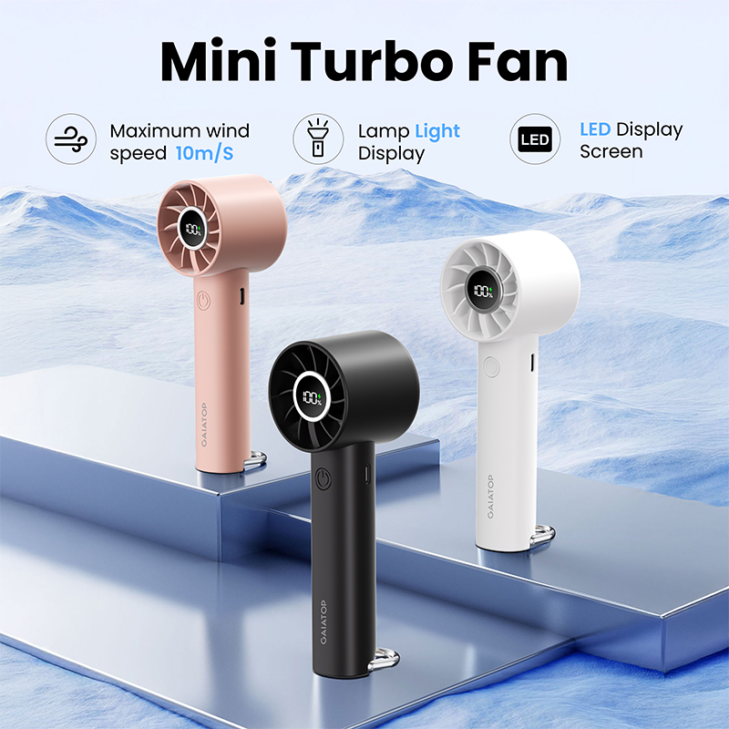 GAIATOP Portable Mini Fan, Handheld Fan with LED Display & Flashlight, 3 Speeds 2000mAh USB Rechargeable Battery Fan, Small Personal Desk Fan ราคา 199 บาท*ส่งฟรี