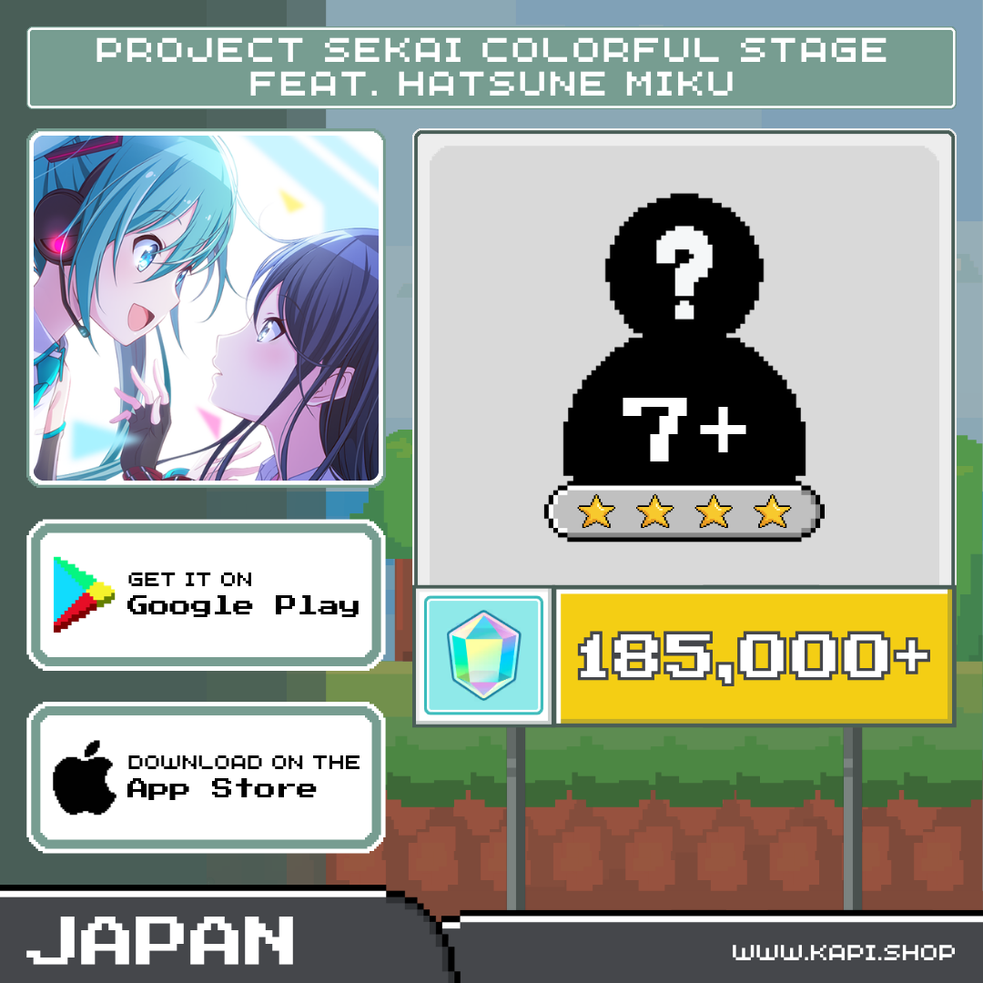 Project Sekai Colorful Stage Feat. Hatsune Miku (Japan) - 185,000+ Crystals + Random 4-Star Characters 7 or More. ราคา 65 บาท*ส่งฟรี