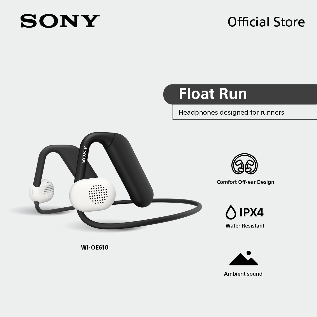 Sony หูฟัง สำหรับวิ่ง On Ear Float Run รุ่น WI-OE610 | Stable and secure fit | Bluetooth® 5.0 | IPX4 | Ambient sound | Comfortable design for runners
