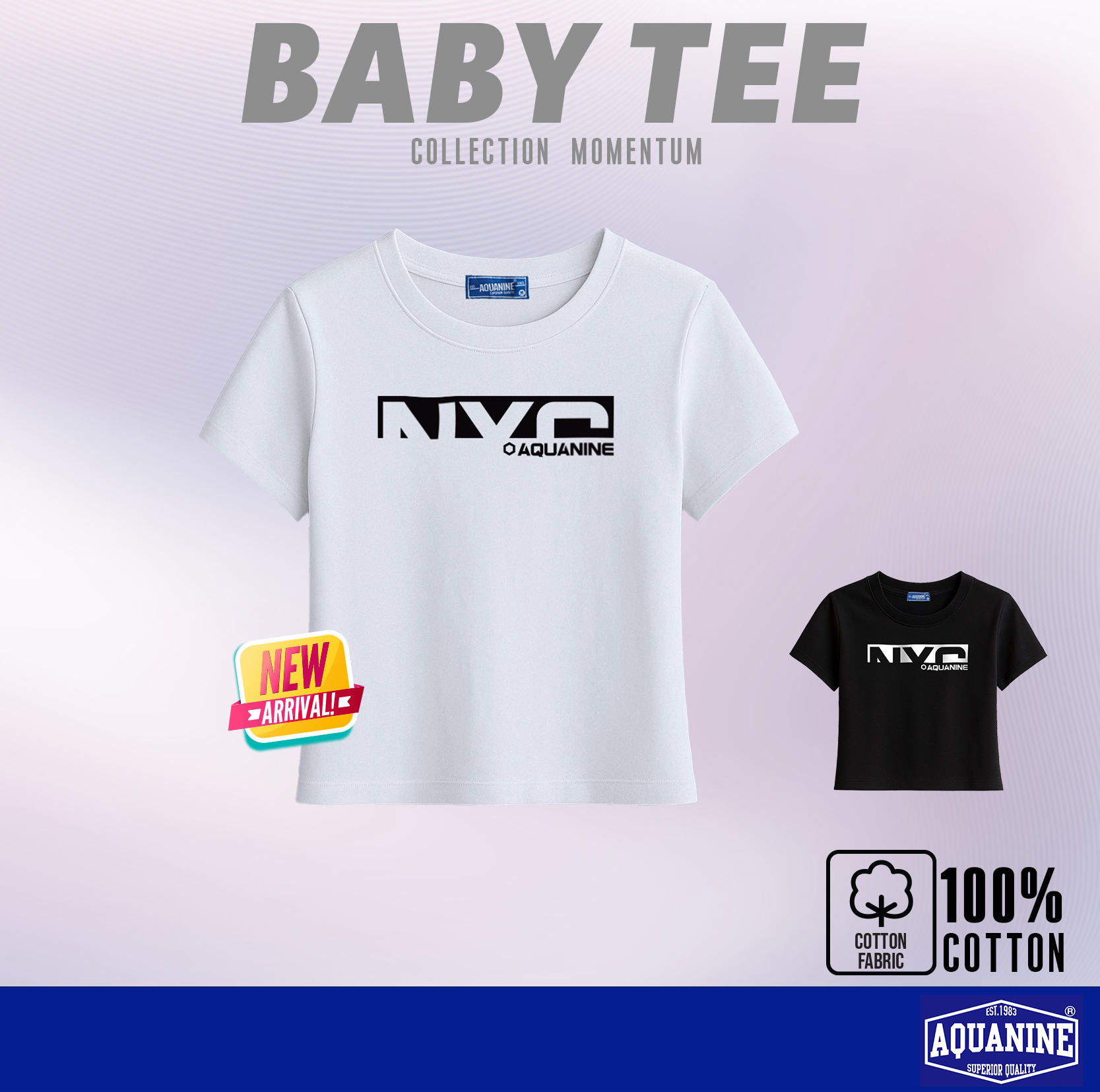 AQUANINE เสื้อ BABY TEE เสื้อยืดผู้หญิง เบบี้ที รุ่น Momentum เสื้อยืดคอกลม มินิมอล ลิขสิทธิ์แท้ ราคา 194 บาท*ส่งฟรี