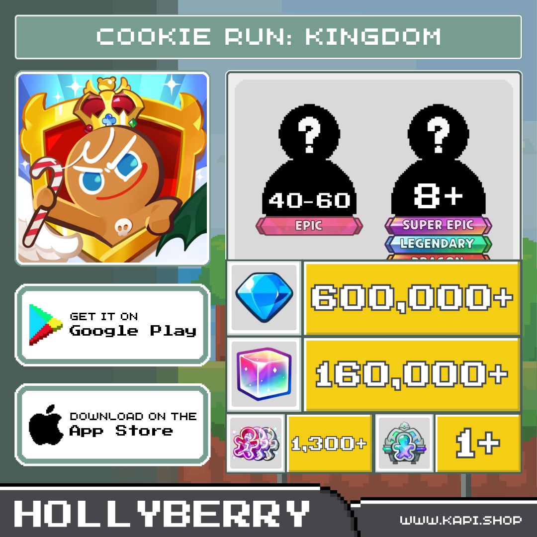 Cookie Run: Kingdom (Hollyberry) - 600,000+ Crystals + Random Cookies ราคา 580 บาท*ส่งฟรี