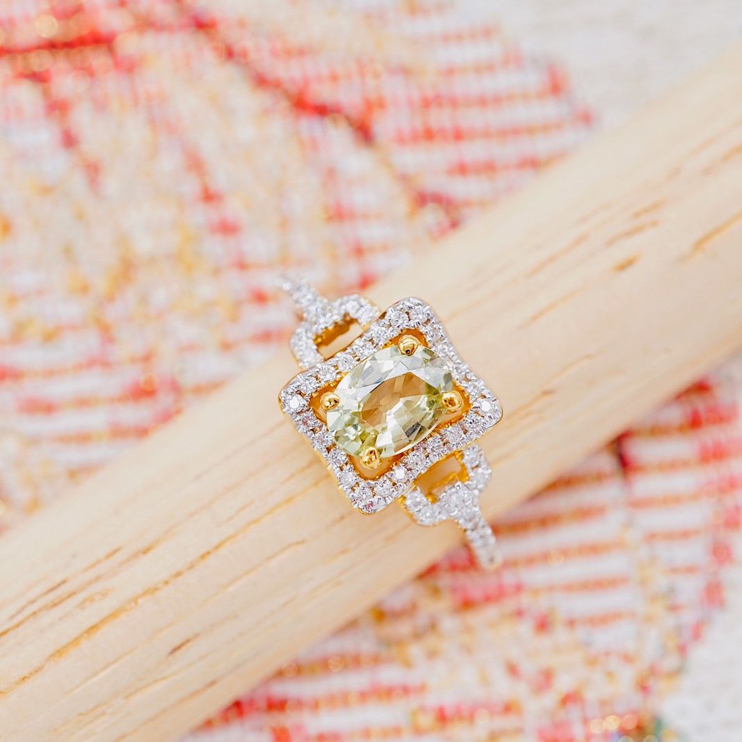 แหวนแฟชั่น PCPY Jewelry ไพลิน เพชรแท้ เพชรเบลเยี่ยมคัท น้ำ 100% ทองคำแท้ 9K (มีทอง 37.5%) [9Kprg389] [PCPY Jewelry]