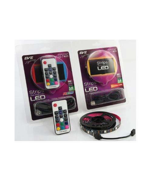 EVE  ไฟแอลอีดีเส้น SMD5050 สำหรับจอทีวี,3.6วัตต์/1เส้น,IP20,4เส้น/ชุด,USB,RGB  -