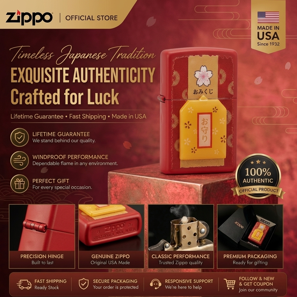 Zippo Official "Omamori Fortune Slip" Windproof Lighter,Lzera233L-0023 ราคา 2,932 บาท*ส่งฟรี