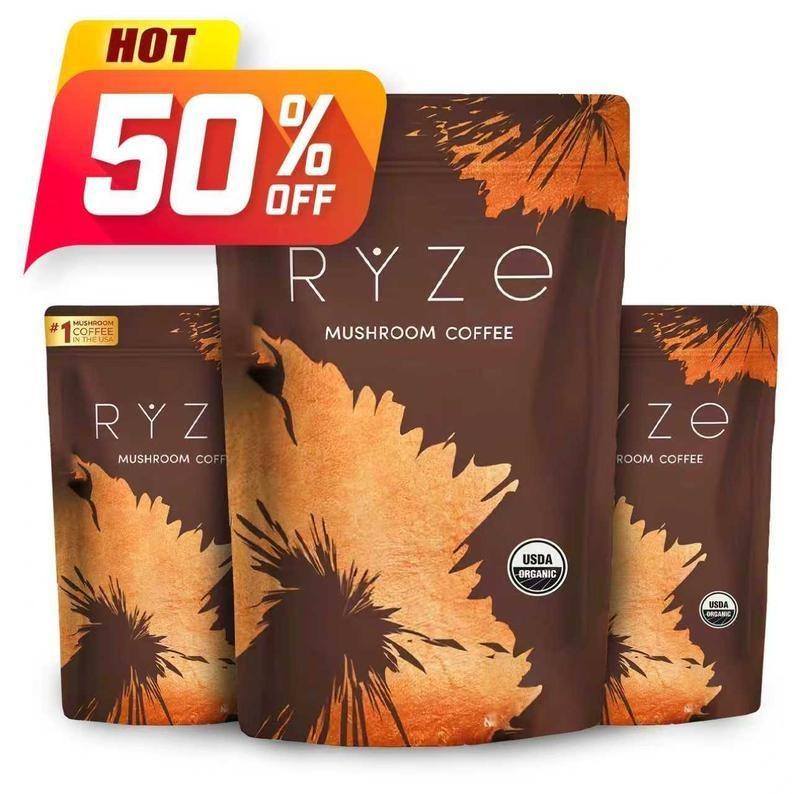 กาแฟเห็ด RYZE ของ Eden Flynn USDA ออร์แกนิก พร้อมเห็ดอะแดปโตเจนิก 6 ชนิดและน้ำมัน MCT กาแฟสำเร็จรูปที่ปลูกในสหรัฐอเมริกาเพื่อพลังงานที่ดีขึ้น สมาธิ การย่อยอาหาร และภูมิคุ้มกัน ด้วยเห็ดหางไก่งวง เห็ดชิตาเกะ และเห็ดหัวสิงโต 60 หน่วยบริโภค