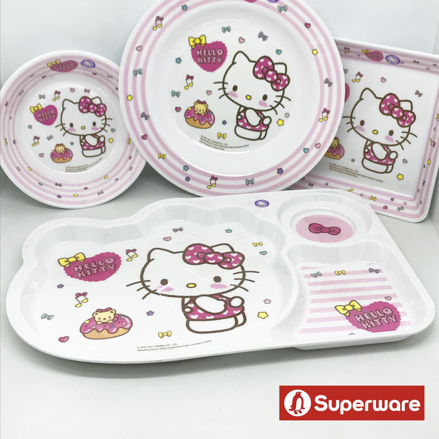 [ขายแยกชิ้น] ช้อนส้อมเด็ก จานชาม ถาดหลุม แก้วน้ำเด็ก Sanrio Kitty คิตตี้ - โดนัท ศรีไทยซุปเปอร์แวร์ / 1 ชิ้น