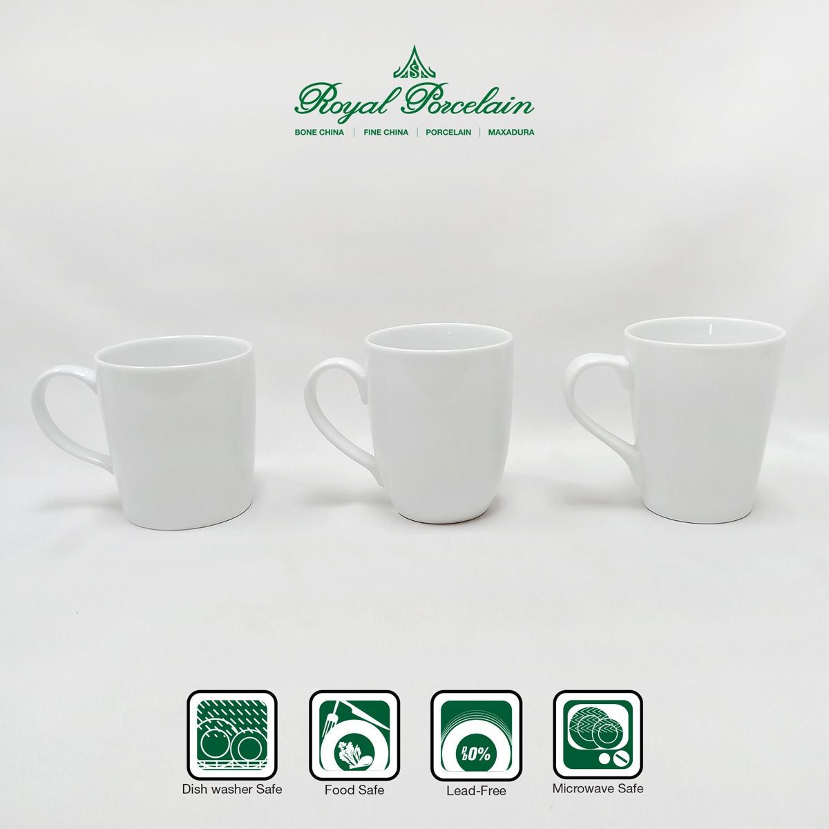 แก้วมัค (MUG) แพ็ค 1 ชิ้น มีให้เลือก 4 แบบ เนื้อพอร์ชเลน สีขาว แบรนด์รอยัล ปอร์ซเลน Royal Porcelain เซรามิค เกรดพรีเมี่ยม ราคา 92 บาท*ส่งฟรี