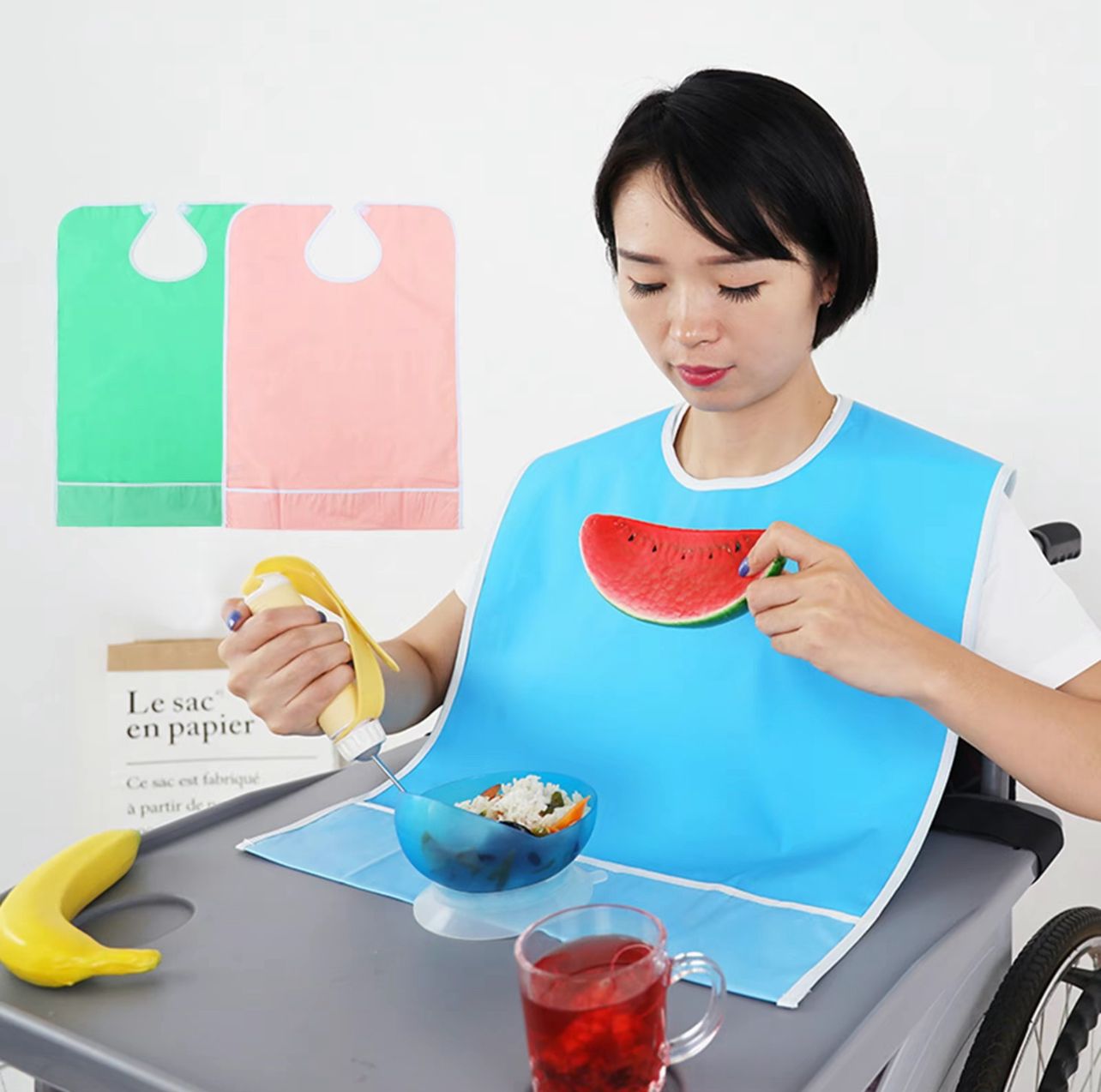 Patient Apron, Waterproof, Suitable for Eating. Elderly Apron Plastic Apron Protective Cloth, Pvc Cloth ราคา 72 บาท*ส่งฟรี