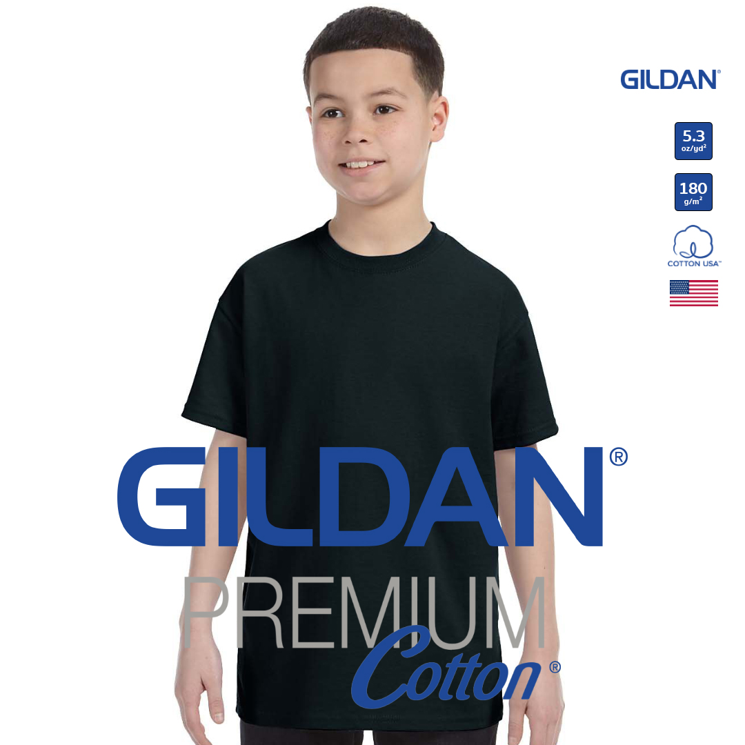 GILDAN® Premium Cotton Kid T-Shirt - Black 36C ราคา 171 บาท*ส่งฟรี