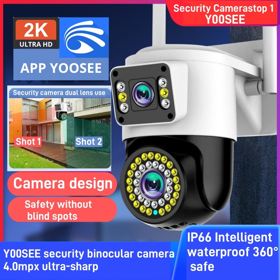 กล้องวงจรปิด YOOSEE หน้าจอคู่ 2กล้อง กันน้ำ IP67 กล้องวงจรปิดไร้สาย Full HD 8MP กลางคืนภาพสี กล้องวงจรปิดหมุนได้360° ราคา 695 บาท*ส่งฟรี