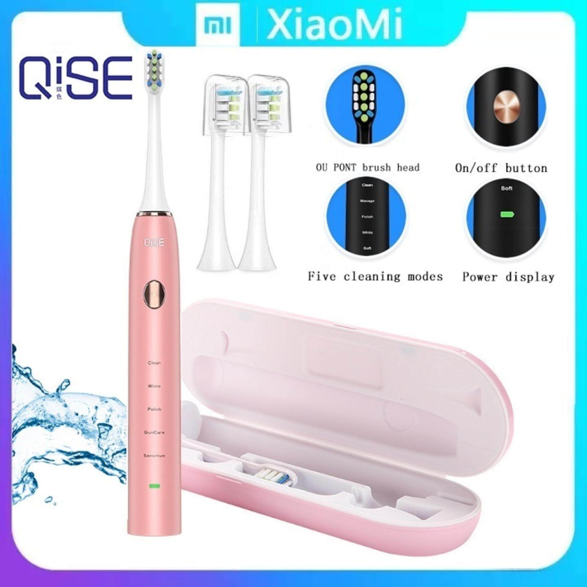 แปรงสีฟันไฟฟ้า ช่วยดูแลสุขภาพช่องปาก กระบี่ Xiaomi QISE S350 Electric Toothbrush แปรงสีฟันไฟฟ้า Waterproof IPX7 5 Modes 3 Intensities 36800 Strokes min 2 Pcs Rechargeable Ultrasonic Vibration Toothbrush 2 Replacement Heads