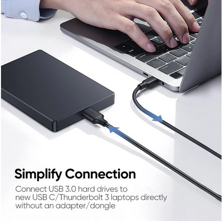 เกี่ยวกับสินค้า Ugreen USB C to Micro B 3.0 Cable 5Gbps 3A Fast Data Sync Cord For Macbook Hard Drive Disk HDD SSD Case USB Type C Micro B Cable ยาว 1 เมตร