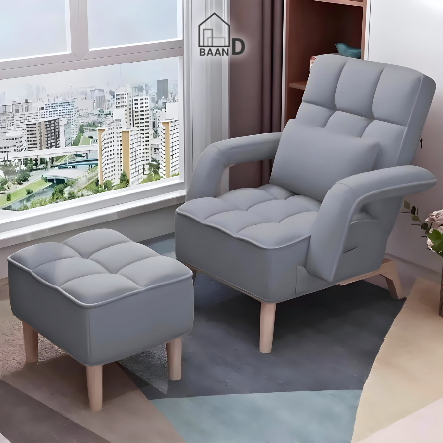 BaanD เก้าอี้โซฟา รับน้ำหนักได้ถึง 100 กก. ปรับระดับได้ 6 ระดับ แถมที่วางเท้า เก้าอี้โซฟาปรับนอน โซฟาปรับนอนได้ Sofa ราคา 1,999 บาท*ส่งฟรี