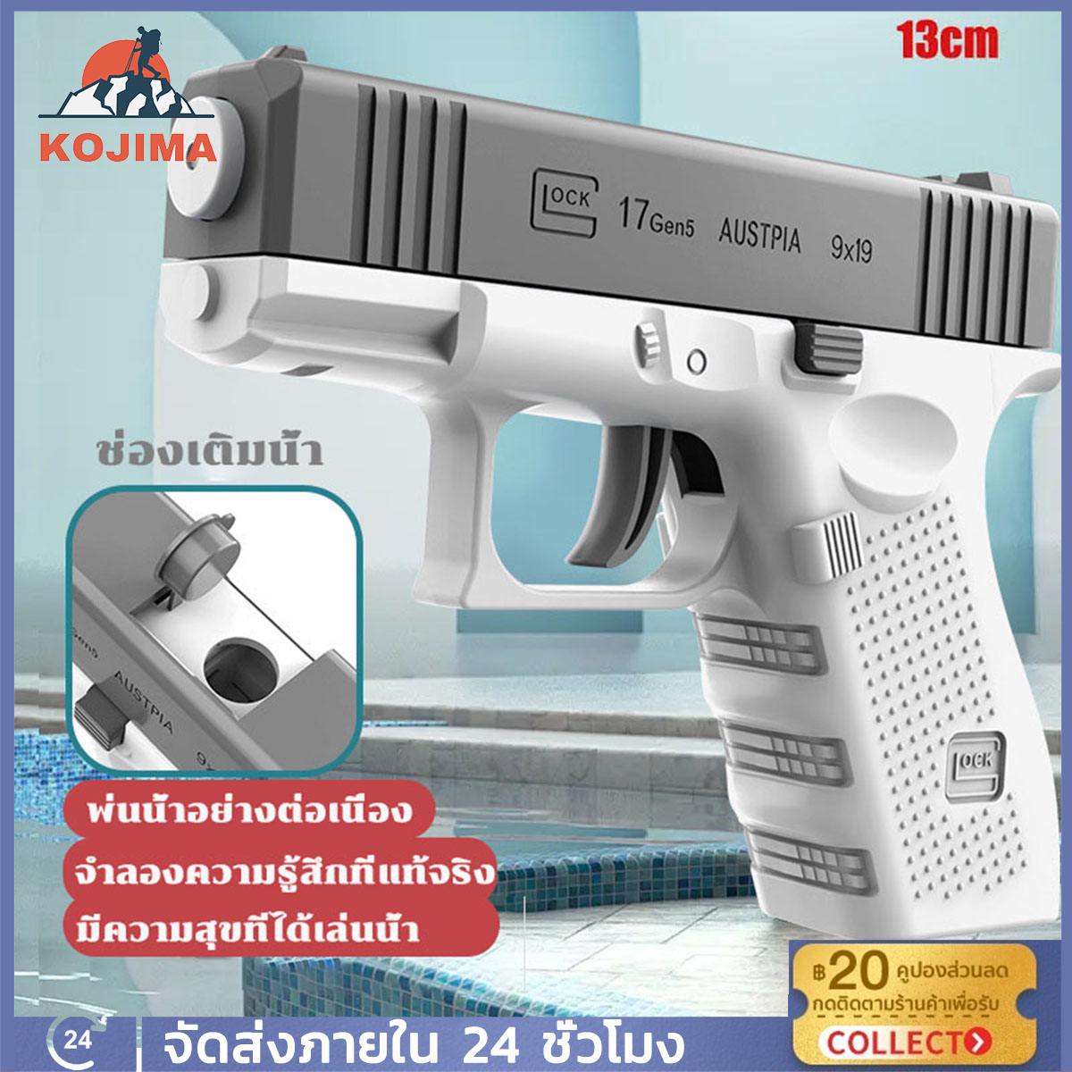 ปืนฉีดน้ำแรง ยิงไกล จุเยอะ ปืนฉีดน้ำเด็กสงกรานต์ แนะนำสำหรับเด็ก 3+ ราคา 27 บาท*ส่งฟรี