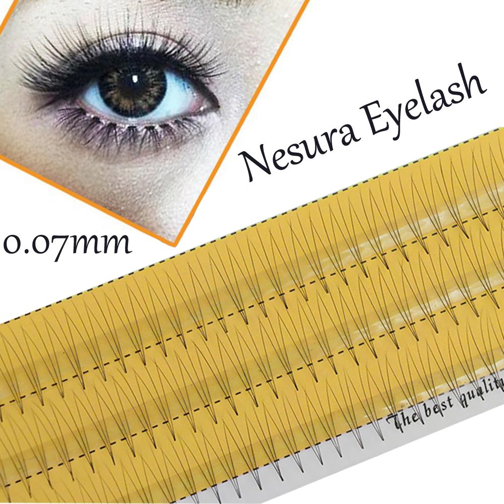 1*เครื่องสำอางค์ผู้หญิงแต่ละ0.07 C สีดำ False Eye Lashes ขนตาไหม Extension 3D Wave Mink