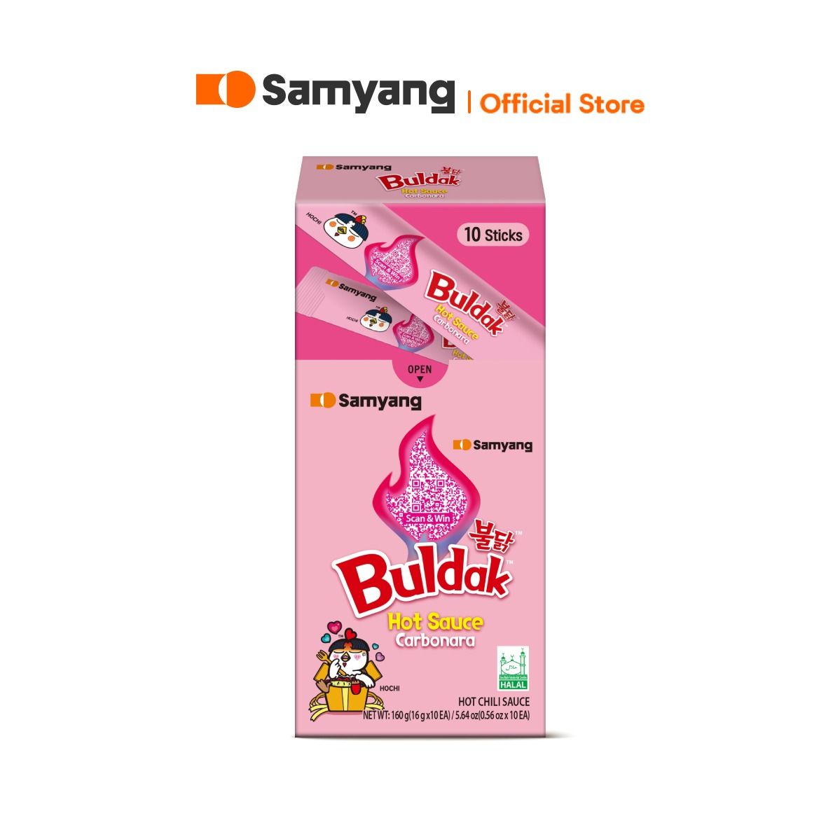 Samyang Buldak Hot Sauce Carbonara (16G.x10) | ซัมยัง บูลดัก ฮอตซอส คาโบนาร่า (16 กรัม x 10 ซอง) ราคา 116 บาท*ส่งฟรี