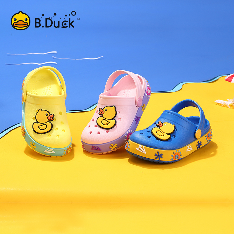 B.duck Kids Boys Girls Sandals With Double Hook And Loop Fastener, Casual  Cartoon Yellow Duck Non Slip Outdoor Platform B…