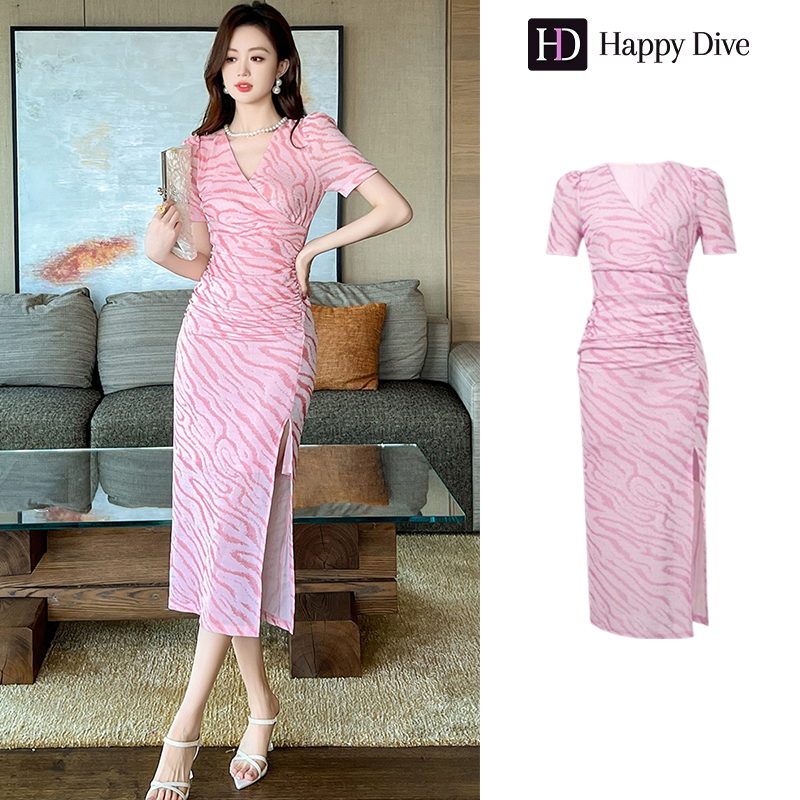 Happy Diva Women's Dresses, Pink Dresses, V-Neck Dresses, Short Sleeve Dresses, Work Dresses, High-Class Dresses, Vintage Dresses, Event Dresses, Party Dresses, Evening Dresses 21331 ราคา 1,079 บาท*ส่งฟรี