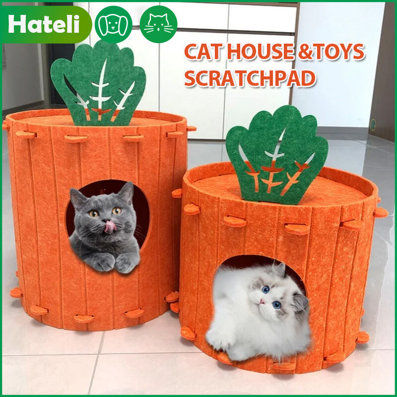 Hateli Cat Bed with Carrot Pattern for Cats in the House, Felt Cat Cave, Cat Nest, Interactive Toys Anti-Scratch Good Ventilation Foldable Rabbit Pet Kitten Small Animal House ราคา 1,419 บาท*ส่งฟรี