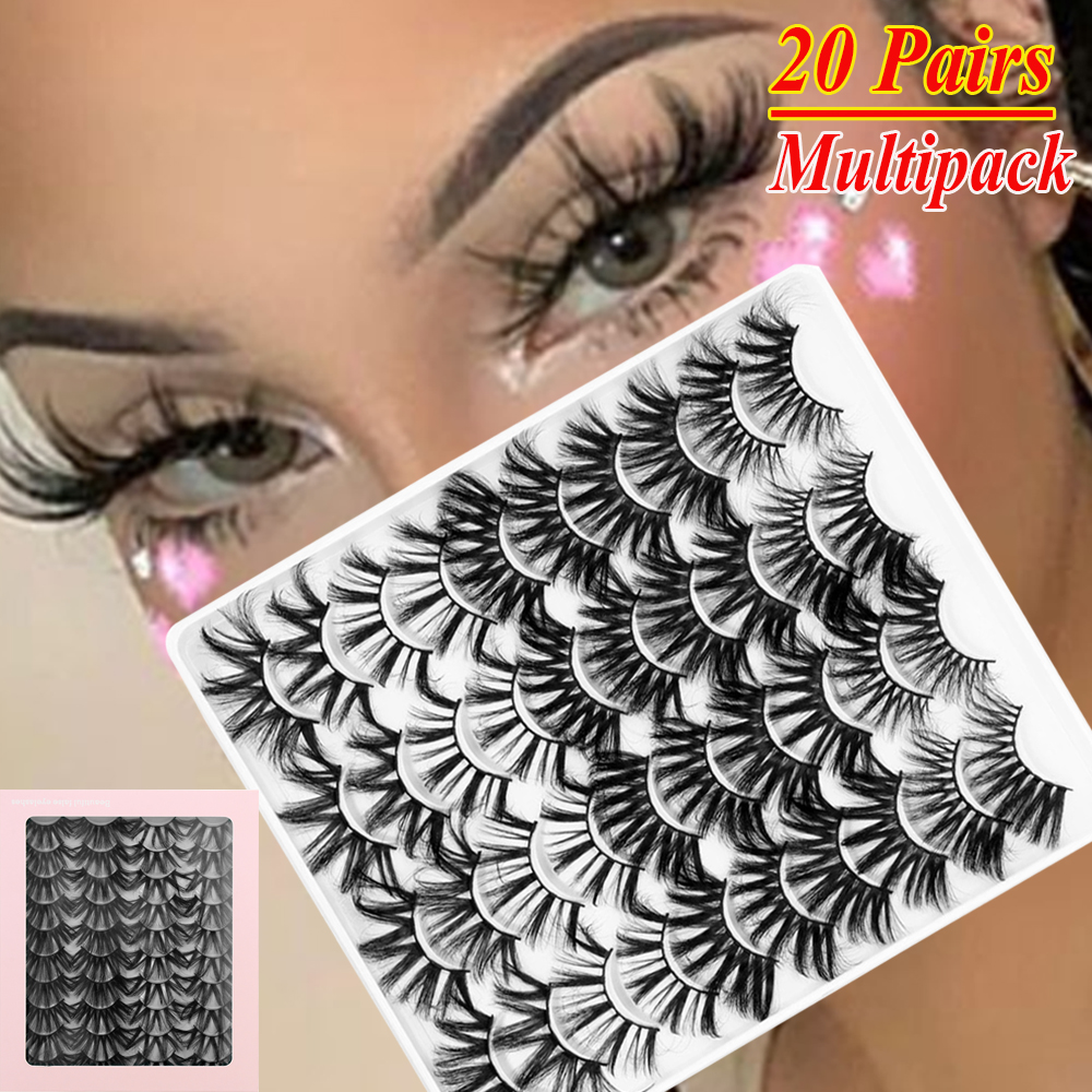 AGONIE SPORTS SKONHED 20 Pairs Handmade Eye Makeup Tools Veganand Cruelty-free Criss-cross Dramatic Lash Extension False Eyelashes Dramatic Long 3D Faux Mink Lash